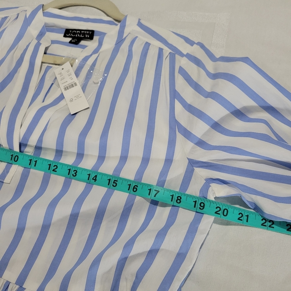 J.Crew Tiered Cotton Poplin Mini Dress in Barrie Stripe, Size XS, BP851 - Picture 6 of 7